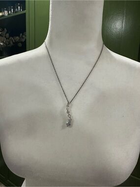Silver-Tone Crystal Drop Necklace - Elegant Women's Jewelry